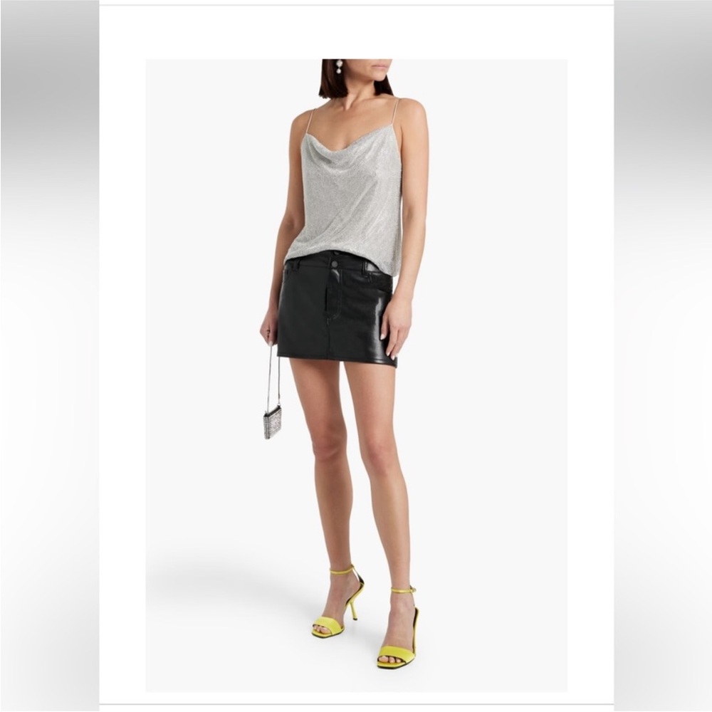 New Alice + Olivia Black Faux Leather Micro Mini Skirt Size 14